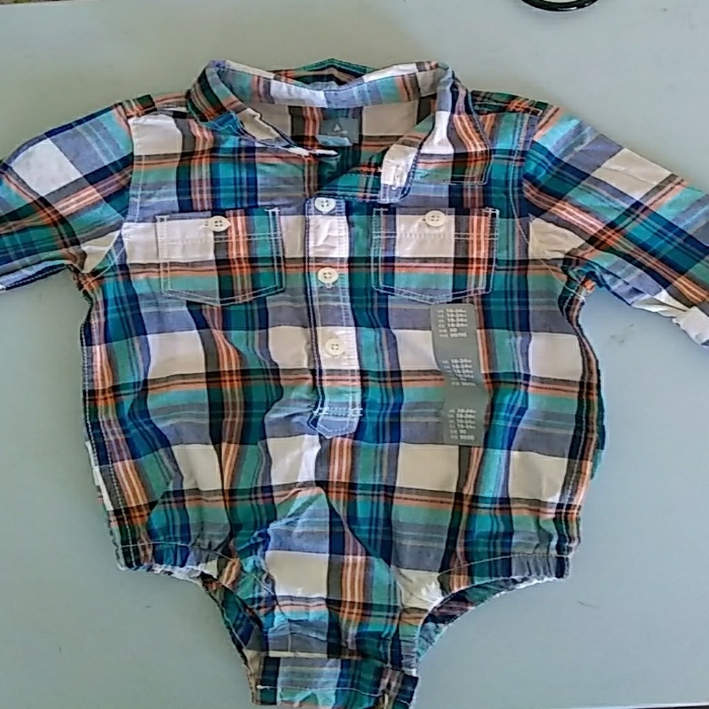 Plaid baby boy onesie